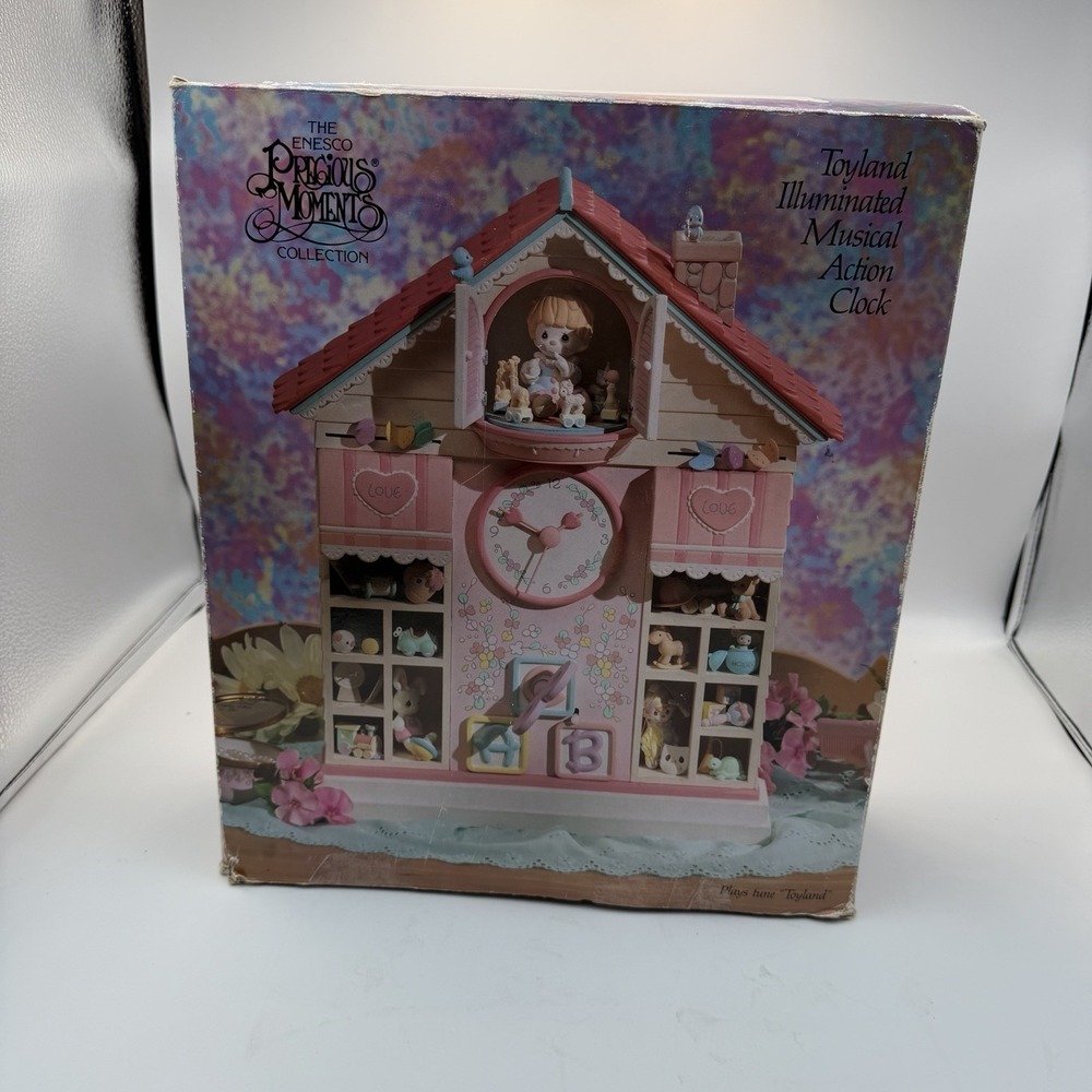 Vintage 1991 Enesco Precious Moments Toy land Illuminated Musical Action Clock